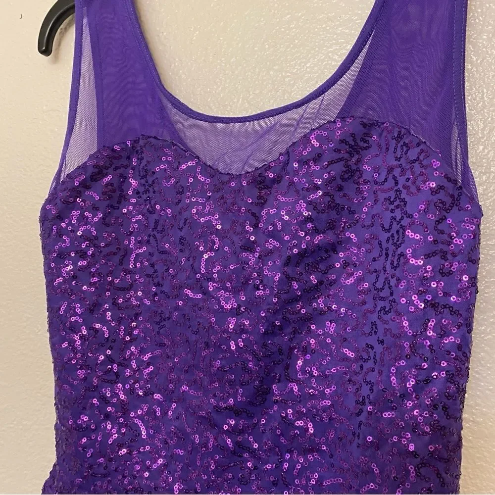 WEISSMAN Balera Dance Costume purple sequin tank peplum SQ7328 TOP Adult MA